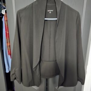 Elegant Women's Open-Front Blazer in Charcoal